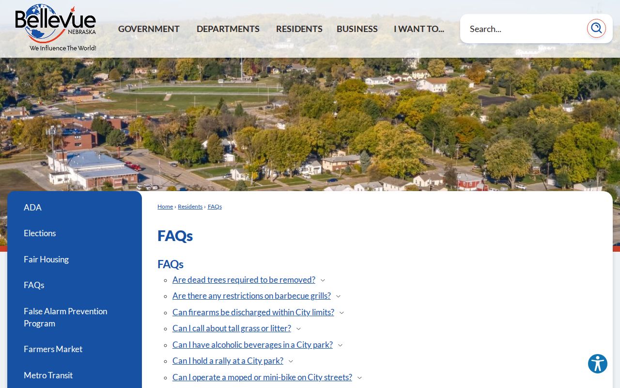 Sarpy County Bellevue court records city FAQ page for local ticket and code information