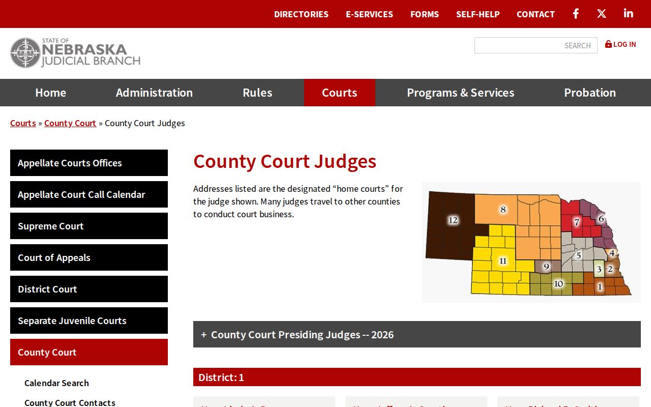 Sarpy County court schedule County Court judge directory