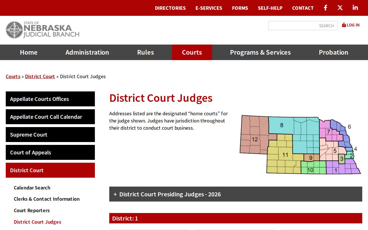 Sarpy County court schedule District Court judge directory