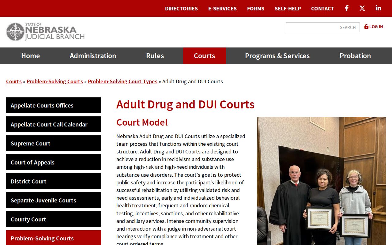 Sarpy County criminal docket adult drug and DUI court information