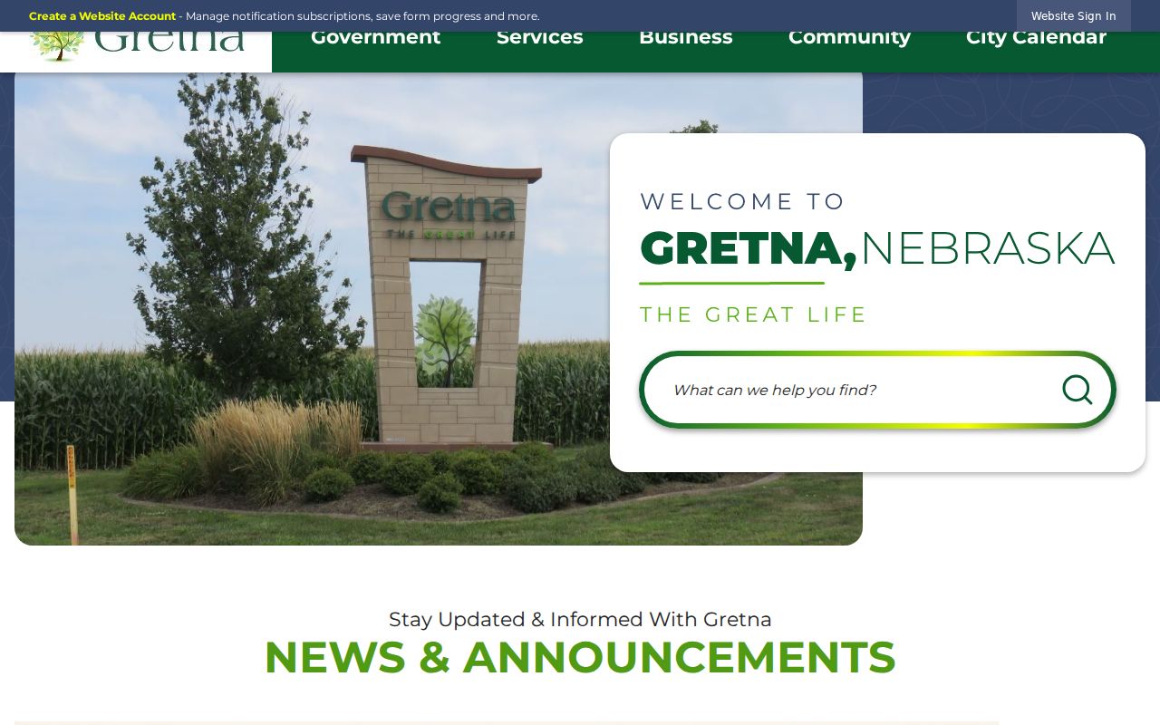 Sarpy County Gretna court records city hall source for ordinance and city contact routing