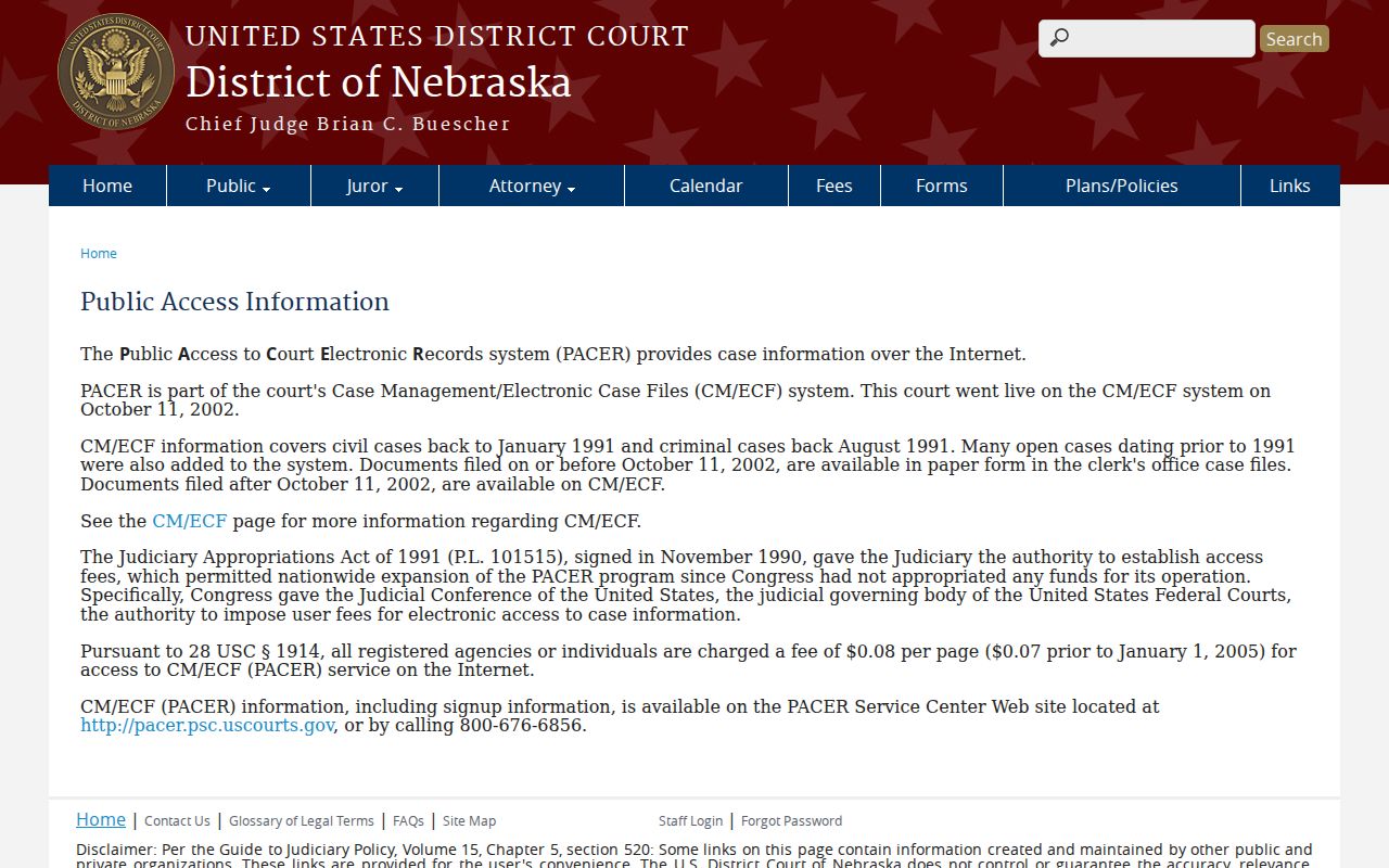 Sarpy County court docket federal public access information