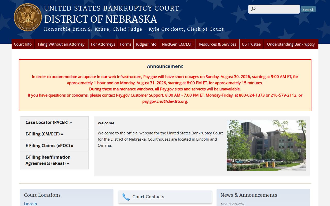 Sarpy County court docket bankruptcy court public access page
