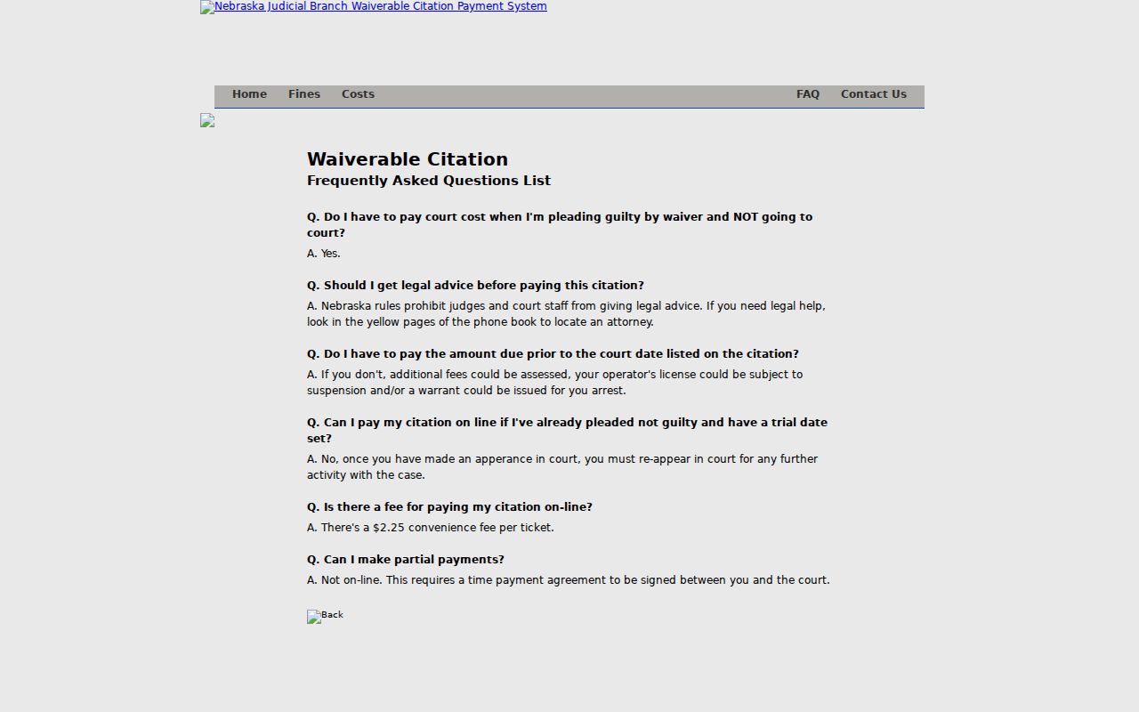 Sarpy County traffic court records citation FAQ and payment guidance